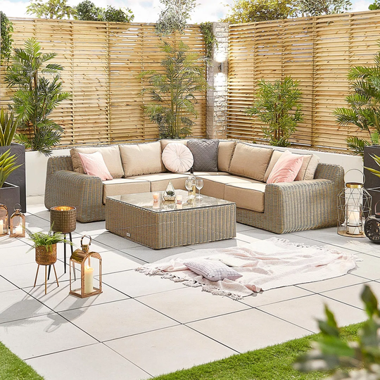 Heritage Luxor 1A Corner Sofa Set - White Wash
