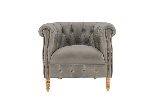 Alexander and James - Camden Collection Dukes Leather Buttoned Armchair - Grey
