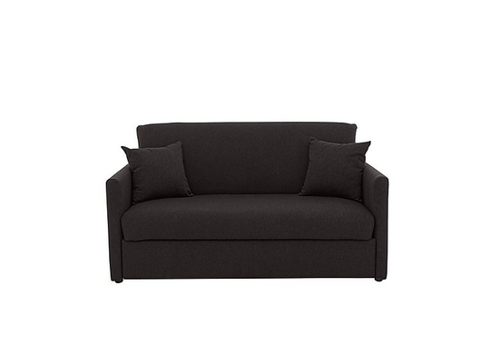 Versatile Small 2 Seater Fabric Sofa Bed with Slim Arms - Black