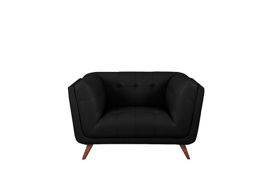 Rene Leather Cuddler Sofa - Black