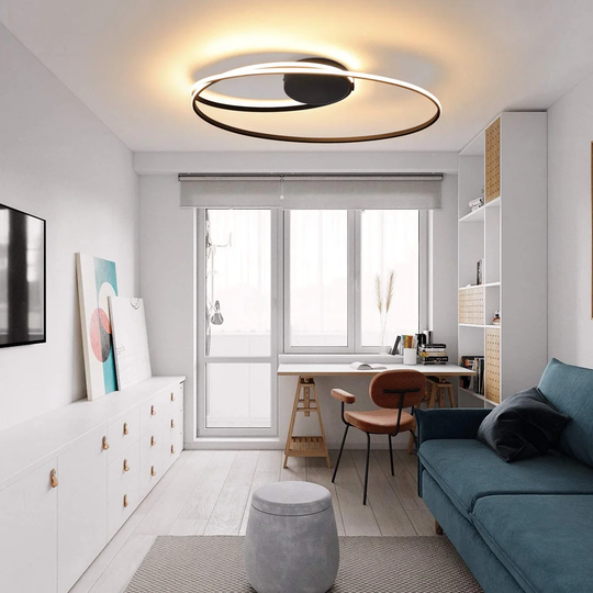 Ivy Bronx LED Ceiling Light Modern Living Room Ceiling Lamp Black In Ring Design 36W 3000K Warm White Indoor Ceiling Lighting For Living Room Bedroom