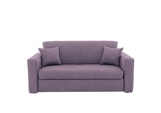 Versatile 2 Seater Fabric Sofa Bed with Box Arms - Purple