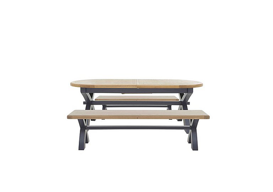 Hewitt Oval Extending Dining Table and 2 180cm Bench Set
