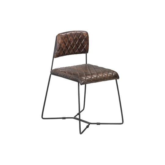 Antique Jockey Genuine Leather Upholstered Dining Chair