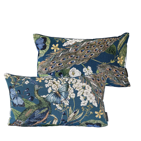 Set Of 2 Cushion Covers Gobelin PeacockRectangular