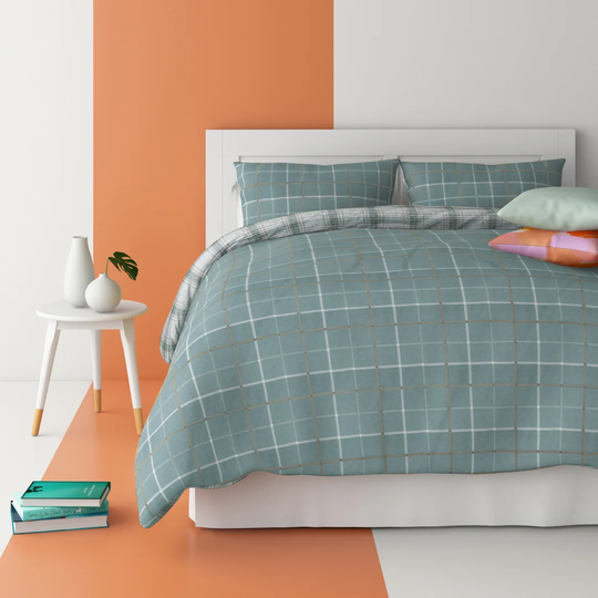 Chaska Check Tartan Easycare Reversible Duvet Cover Set