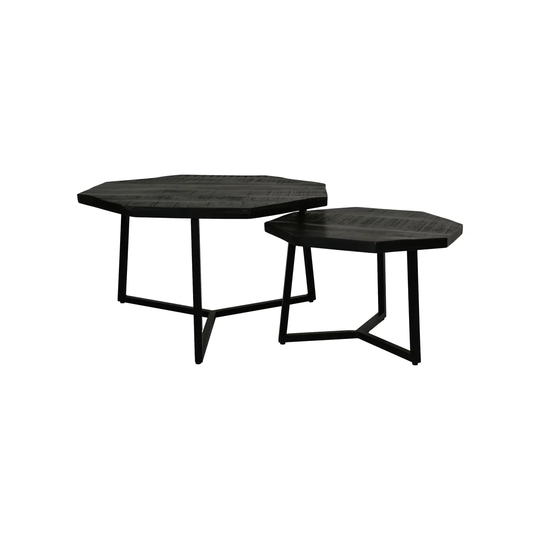 Coffee Table Urban - 72X72x41 - Mango Wood/Iron - Black - Set Of 2