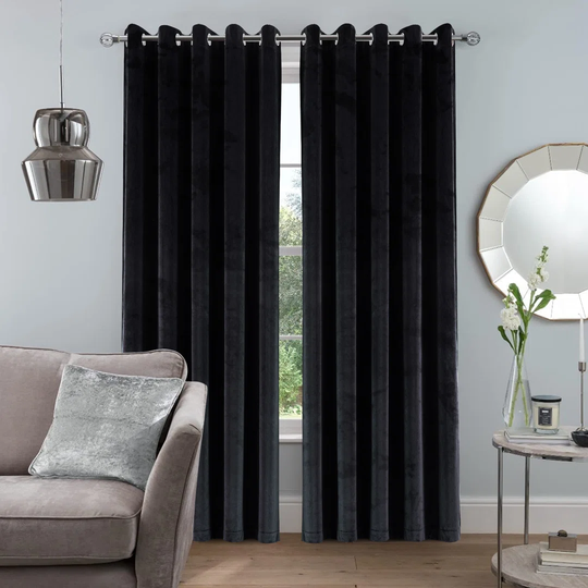 Safia 100% Crushed Velvet Eyelet Sheer Window Curtains