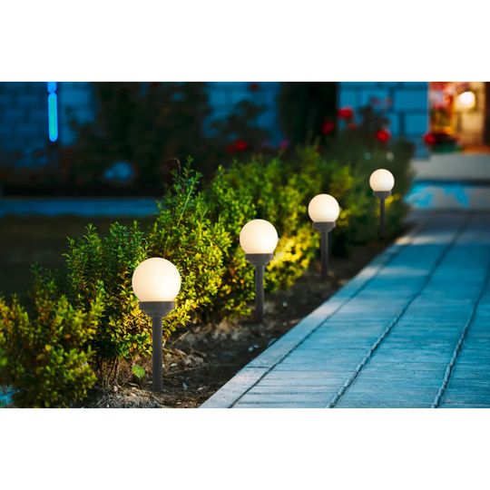 Silver Low Voltage Solar Powered Integrated LED Pathway Light Pack