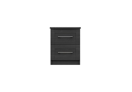 London Bedrooms - Fenchurch 2 Drawer Bedside Chest - Black