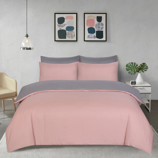Fridi Microfiber Plain & Reversible Duvet Cover Set