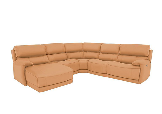 Link Leather Corner Chaise Power Sofa - Yellow- World of Leather