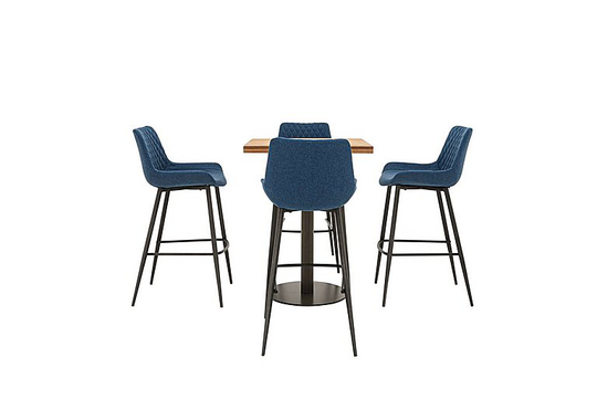 Earth Bar Table and 4 Rocket Bar Stools - Blue