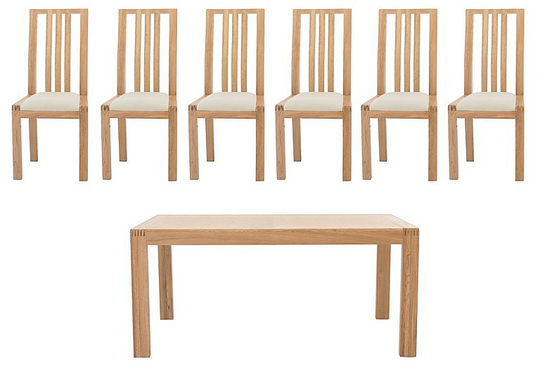 Ercol - Bosco Medium Extending Table and 6 Slatted Chairs - Brown