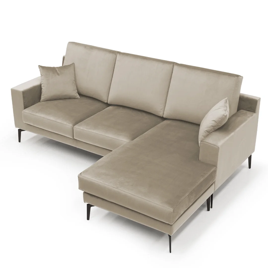 93" Wide Velvet Right Hand Facing Corner Sofa