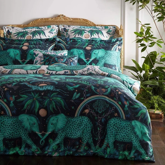 Green/Black 100% Cotton 200 TC Reversible Duvet Cover
