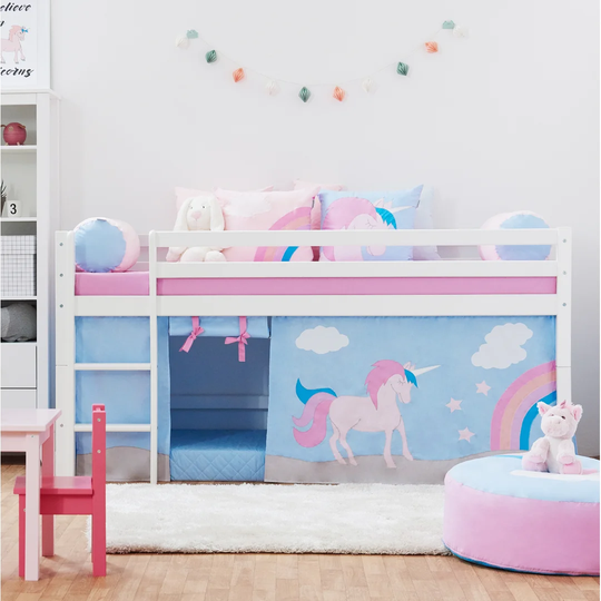 Basic Sleeper Bed with Unicorn Curtain