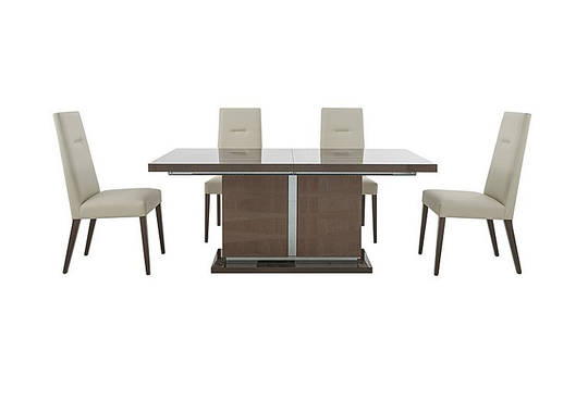 ALF - Vito Large Extending Dining Table and 4 Rose Wood Back Faux Leather Dining Chairs