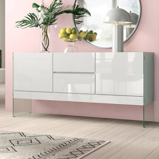 180 Cm Wide 2 Drawer Walnut Solid Wood Sideboard