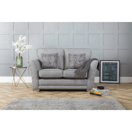 2 Seater Sofa Linen Mink Sleek Modern Design, Luxury Fabric, Made In England