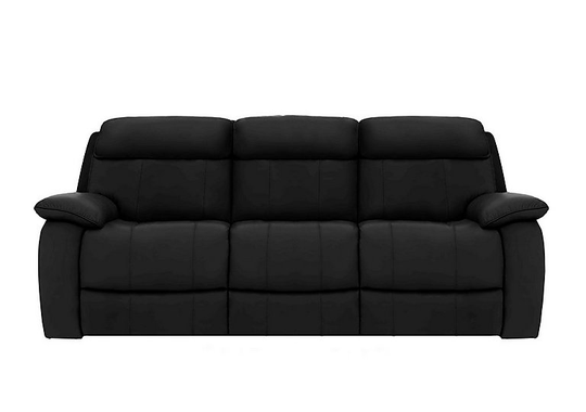 Moreno 3 Seater Leather Manual Recliner Sofa - Black- World of Leather