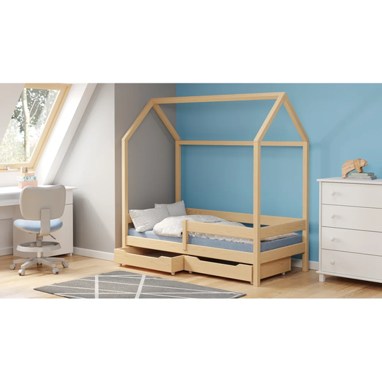 2 Drawer Solid Wood House Bed and Mattress by Lukdom