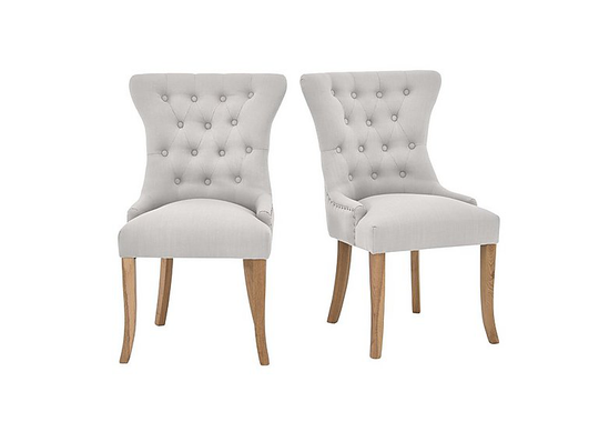 Padstow Pair of Almond Button Back Chairs - Grey