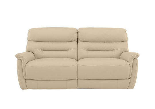 Chicago 3 Seater Leather Battery Recliner Sofa - Beige- World of Leather