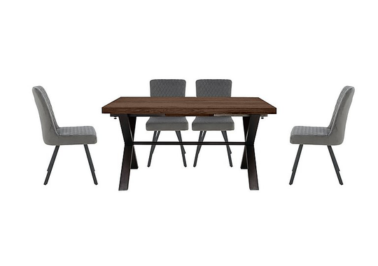 Mars Small Dining Table with 4 Velvet Chairs