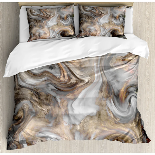 Wasola Brown/Pale Grey Microfiber 350 TC Modern & Contemporary Duvet Cover Set