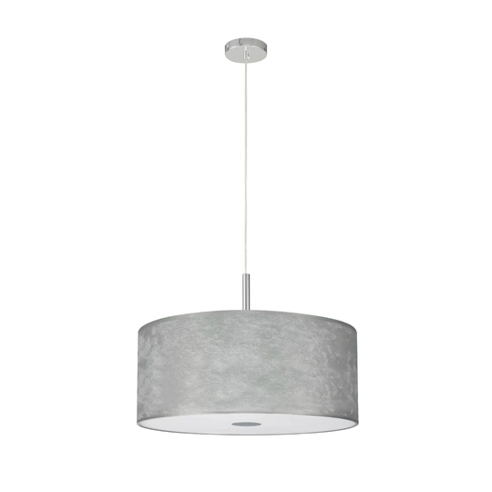 Baymont Polished Chrome 3M 5 Light E27 Single Pendant With 600Mm Silver Leaf Shade With Frosted Acrylic Diffuser With Polished Chrome Centre
