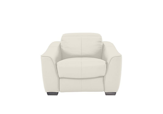 Xavier Leather Power Recliner Armchair with Power Headrest - White- World of Leather
