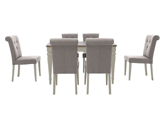 Furnitureland - Annecy Extending Dining Table with 6 Upholstered Dining Chairs