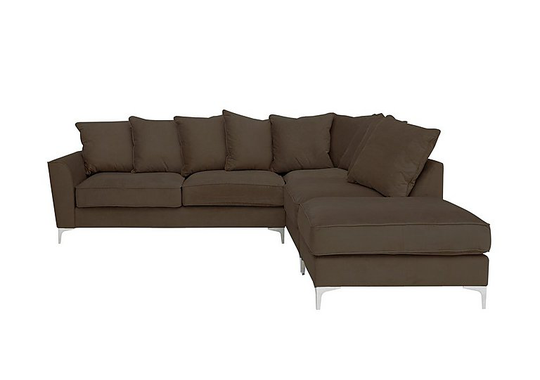 Legend Pillow Back Fabric Corner Sofa - Brown