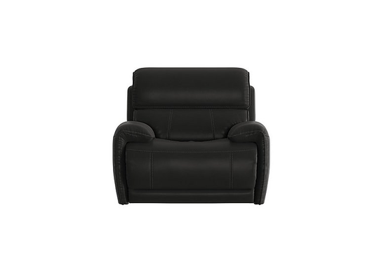 Link Leather Power Recliner Armchair with Power Headrest - Black- World of Leather
