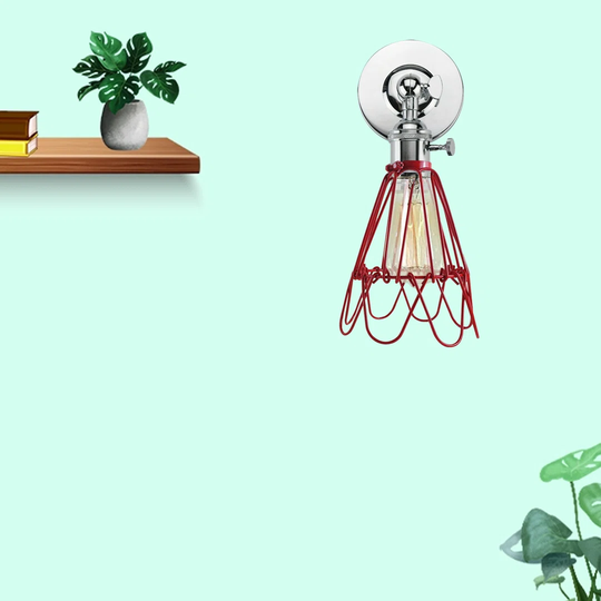 Creative Retro Industrial E27 Wall Lamp Nordic Water Lilly Shaped Wrought Metal Guard Wall Light