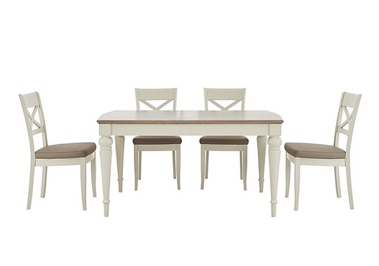 Furnitureland - Annecy Large Extending Dining Table and 4 Cross Back Dining Chairs