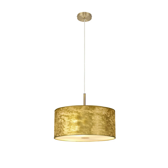 Baymont Antique Brass 3M 3 Light E27 Single Pendant With 400Mm Gold Leaf Shade With Frosted Acrylic Diffuser With Antique Brass Centre