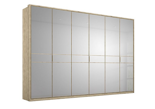 Rauch - Lando Hinged Mirror Wardrobe with LED Lights - 300-cm - Brown