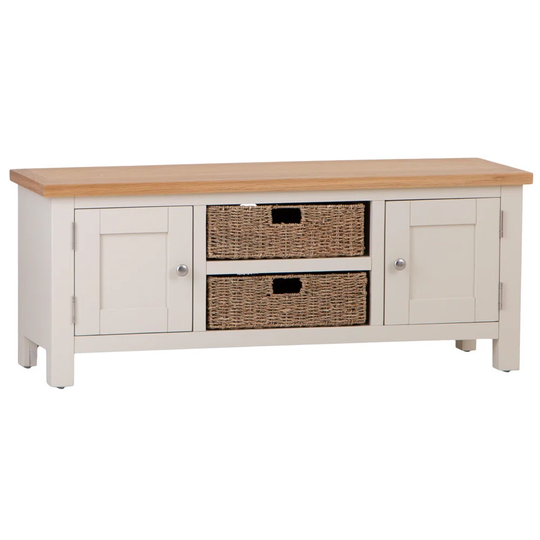 Large Assembled Tv Unit With 2 Storage Baskets Blue