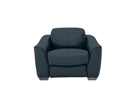 Xavier Leather Power Recliner Armchair with Power Headrest - Blue- World of Leather