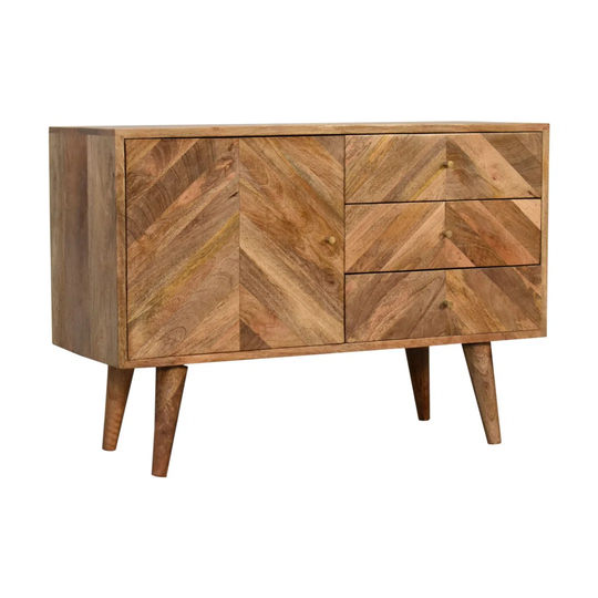 Baba 85 Cm Wide 3 Drawer Mango Solid Wood Sideboard