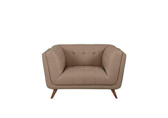 Rene Leather Cuddler Sofa - Beige