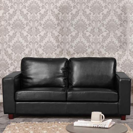 Culverhouse 3 Seat Bonded Leather Sofa - Black