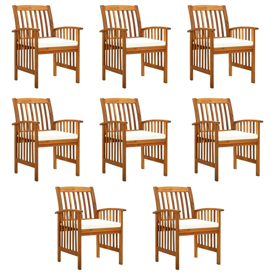 Rosalind Wheeler Garden Dining Chairs 8 Pcs With Cushions Solid Wood Acacia