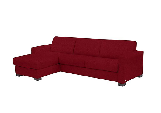 Nicoletti - Alcova 3 Seater Fabric Sofa Bed with Storage Chaise with Box Arms - Red