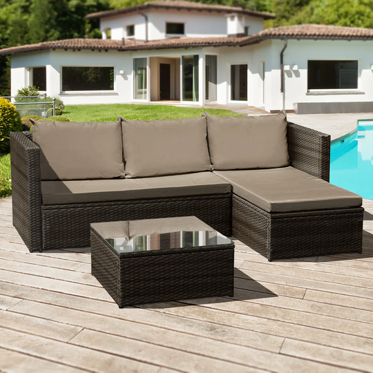 Deatrich 3 Seater Rattan Corner Sofa Set