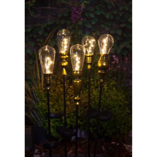 Modern Metallic Lightbulb Stake Lights