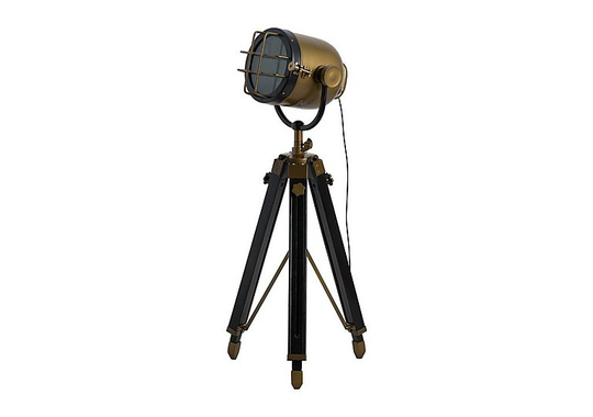Brass Industrial Spotlight Tripod Lamp