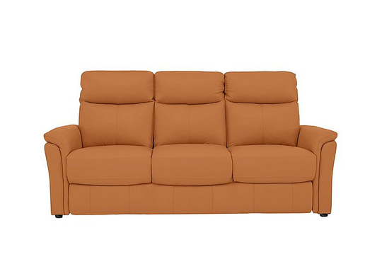 Compact Collection Piccolo 3 Seater Leather Static Sofa - Yellow- World of Leather